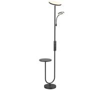 HOMCOM Uplighter Floor Lamp with Table, Dual Light Dimmable Standing Lamp in Black HOMCOM Black