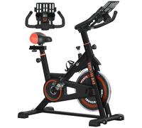 HOMCOM Upright Exercise Bike 8kg Flywheel Adjustable Resistance White | Indoor Training Cycling Machine, Stationary Workout Bicycle, Seat, Handlebar, LCD Display, for Home Gym