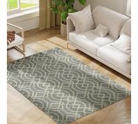 HOMCOM UV Resistant Area Rug, Easy-Clean Machine Washable Indoor & Outdoor Rug with Geometric Pattern for Kitchen, Bathroom, Living Room, Patio, Garden, 170 x 120 cm, Grey