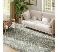 HOMCOM UV Resistant Area Rug, Easy-Clean Machine Washable Indoor & Outdoor Rug with Geometric Pattern for Kitchen, Bathroom, Living Room, Patio, Garden, 230 x 160 cm, Grey