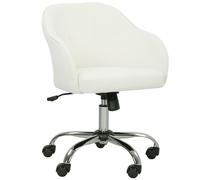 HOMCOM Vanity Chair for Desk - with Height Adjustable - Wheels - Cream | TJ Hughes