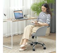 HOMCOM Vanity Chair for Desk, with Height Adjustable, Wheels, Grey