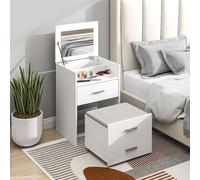 Homcom Vanity Desk With Mirror, 2 Drawers, Shelf, White