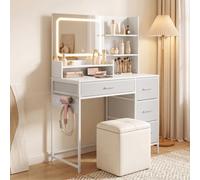 Homcom Vanity Dressing Table With 3-Colour Led Mirror And Power Outlet