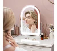 HOMCOM Vanity Mirror with Lights - 3 Colour - 360° Rotation - Touch Screen - 43W x 59H x 12Dcm | TJ Hughes White