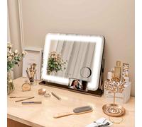 HOMCOM Dimmable Lighted Makeup Mirror with Magnifier - USB Port - 360° Rotation | TJ Hughes