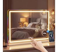 HOMCOM Vanity Mirror with Lights and Bluetooth Speaker, 80 x 60 cm, White, White
