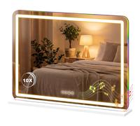 HOMCOM Vanity Mirror with Lights & Bluetooth Speaker, 80 x 60 cm, White