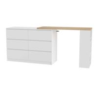 HOMCOM Vanity Table, Dressing Table with 6 Drawers and 3-Tier Shelf for Women and Girls, White