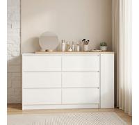Homcom Vanity Table With 3-Tier Shelf And 6 Drawers, For Bedroom, White
