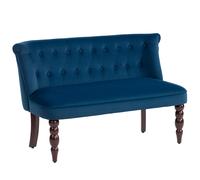 HOMCOM Velvet 2 Seater Sofa, Button Tufted Wingback Loveseat with Rubber Wood Legs for Living Room, Bedroom, Dark Blue