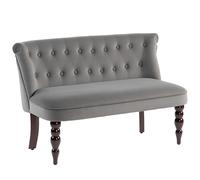 HOMCOM Velvet 2 Seater Sofa, Button Tufted Wingback Loveseat with Rubber Wood Legs for Living Room, Bedroom, Charcoal Grey