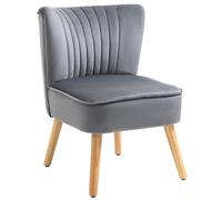 HOMCOM Velvet Accent Chair Occasional Tub Chair for Living Room - Grey - Velvet (100% Polyester)