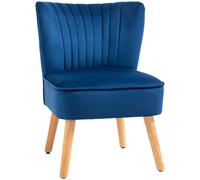Fabric Accent Chair Leisure Chair with Wood Legs and Armless Design HOMCOM Dark Blue One Size