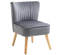HOMCOM Velvet Accent Chair Occasional Tub Chair for Living Room - Grey - Velvet (100% Polyester)