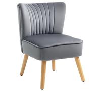 HOMCOM Velvet Accent Chair Occasional Tub Seat Padding Curved Back with Wood Frame Legs Home Furniture Grey