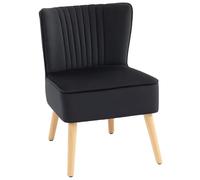 HOMCOM Velvet Accent Chair Occasional Tub Seat Padding Curved Back with Wood Frame Legs Home Furniture Black