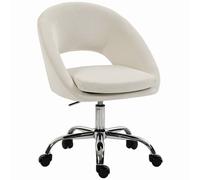 Homcom Velvet Desk Chair With Height-Adjustable, Wheels In Cream Cream