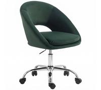 Homcom Velvet Desk Chair With Height-Adjustable, Wheels In Dark Green Dark Green
