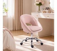 Homcom Velvet Desk Chair With Height-Adjustable, Wheels, Pink