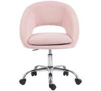HOMCOM Velvet Desk Chair with Height-Adjustable, Wheels, Pink HOMCOM Pink