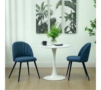 Homcom Velvet Dining Chairs Set Of 2 With Back Modern Upholstered Kitchen Chairs In Blue Blue 2 Pack