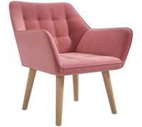 Homcom Velvet-Feel Accent Chair With Arms Slanted Back Wood Legs Pink