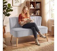 Homcom Velvet-Feel Double Sofa W/ Wood Frame Foam Padding