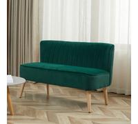 Homcom Velvet-Feel Double Sofa W/ Wood Frame Foam Padding, Green