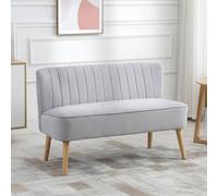 HOMCOM Velvet-Feel Double Sofa w/ Wood Frame Foam Padding in Light Grey | Size: 2 Seater HOMCOM Light Grey 2 Seater