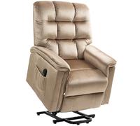 HOMCOM Velvet-Feel Electric Lift Recliner Chair - Brown