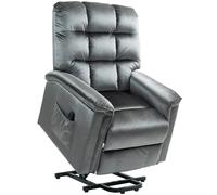 HOMCOM Velvet-Feel Electric Lift Recliner Chair - Dark Grey