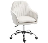 HOMCOM Velvet-Feel Office Chair with Adjustable Height and Wheels - Cream White