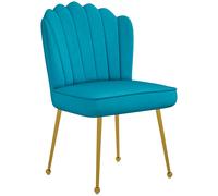 HOMCOM Velvet-Feel Shell Accent Chair Home Bedroom Lounge Metal Legs Blue