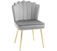 HOMCOM Velvet-Feel Shell Accent Chair Home Bedroom Lounge Metal Legs Grey