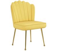 Velvet-Feel Shell Luxe Accent Chair Home Bedroom Lounge with Metal Legs HOMCOM Yellow One Size