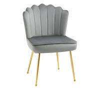 Homcom Velvet-Feel Shell Luxe Accent Chair Home Bedroom Lounge Metal Legs In Grey Grey