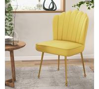 HOMCOM Shell Luxe Velvet Accent Chair with Gold-tone Metal Legs, Modern Vanity Chair for Living Room, Bedroom, Home Office, Yellow