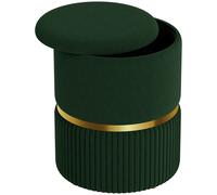 HOMCOM Velvet-Feel Storage Ottoman - Green