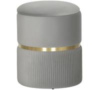 HOMCOM Velvet-Feel Storage Ottoman - Light Grey