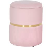 HOMCOM Velvet-Feel Storage Ottoman - Pink