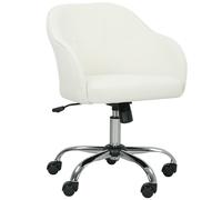 HOMCOM Velvet-feel Swivel Office Chair - Cream