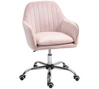 HOMCOM Velvet-Feel Tub Office Chair, with Seat Cushion - Pink Aosom UK