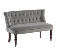 Homcom Velvet-Feel Two-Seat Lounger Sofa With Wood Frame, Charcoal Grey Charcoal