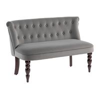 HOMCOM Velvet-Feel Two-Seat Lounger Sofa with Wood Frame, Charcoal Grey, Grey