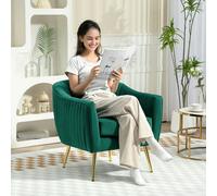 Homcom Velvet-Look Shell Shaped Chair With Thick Padded Seat, Green