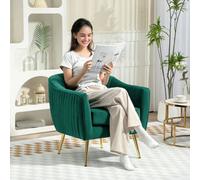 Homcom Velvet-Look Shell Shaped Chair With Thick Padded Seat, Green