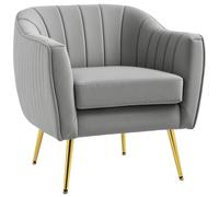 HOMCOM Velvet-Look Shell Shaped Chair With Thick Padded Seat - Grey | TJ Hughes