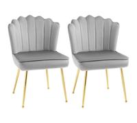 HOMCOM Shell Luxe Velvet Accent Chair, Modern Living Room Chair with Gold Metal Legs for Living Room, Bedroom, Home Office, Set of 2, Grey