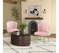 Velvet Shell Luxe Accent Chair Home Bedroom Lounge with Metal Leg HOMCOM Pink One Size